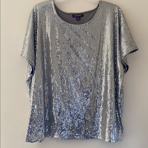 Roaman’s Silver Bling Sequin Top Size 22/24